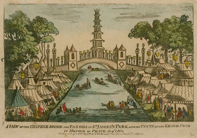 En vy av den kinesiska bron och pagoden i St James