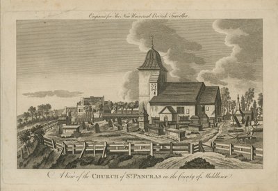 Utsikt över kyrkan St Pancras av English School