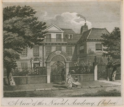 En vy av Naval Academy i Chelsea av English School