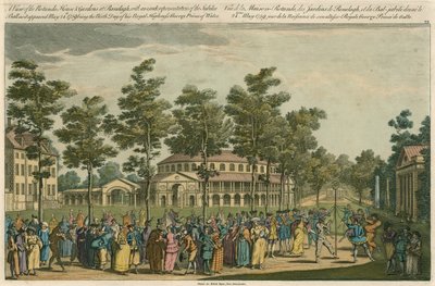 En vy av Rotunda House and Gardens i Ranelagh, London av English School
