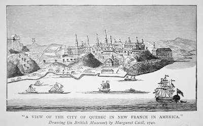 En vy av staden Quebec i New France i Amerika av English School
