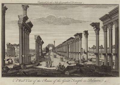 En västra vy av ruinerna av det stora templet i Palmira av English School