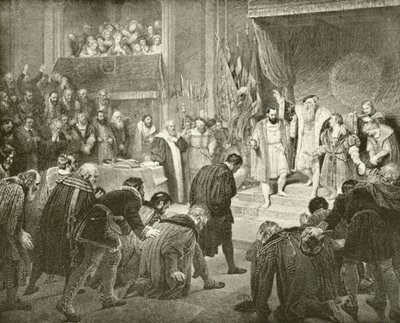 Abdikation av Gustavus Vasa (gravyr) av English School