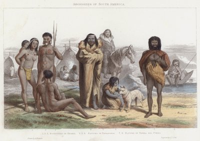 Sydamerikas aboriginer (färgad gravyr) av English School