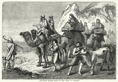 Abraham går ut till Kanaans land (gravyr) av English School