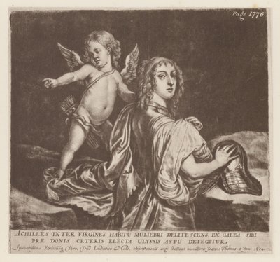 Akilles och Amor (litho) av English School