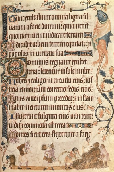 Lägg till 42130 f.173 Stapling av majskärvar, från Luttrell Psalter, påbörjad före 1340 för Sir Geoffrey Luttrell (1276-1345) (vellum) av English School