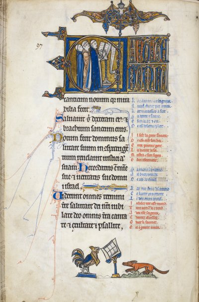 Lägg till. 50000, f.146v Psalm 97; initial 