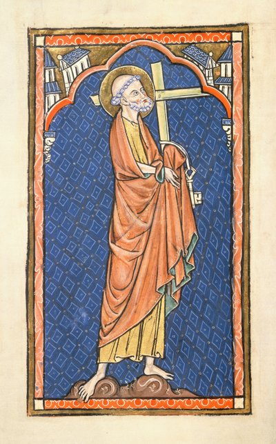Lägg till 50000 f.7v St. Peter, från Oscott Psalter, c.1270 (vellum) av English School