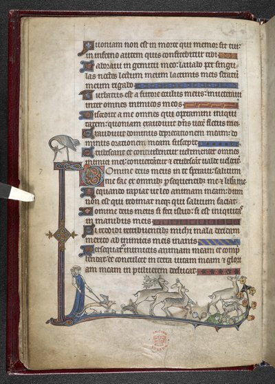Lägg till MS 24686, f.13v Psalm med marginell förlängning som bildar partiell kant, c.1284-1316 (vellum) av English School