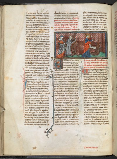 Lägg till. Ms 17275 fol.29v Theophilus, Djävulen och Jungfru Maria (vellum) av English School