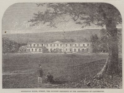 Addington House, Surrey, ärkebiskoparnas lantresidens av Canterbury (gravyr) av English School