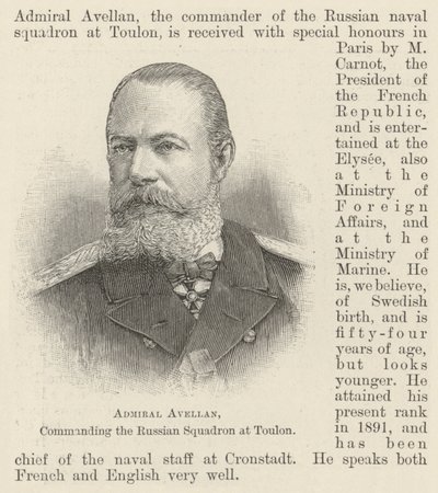Amiral Avellan, befälhavande för den ryska skvadronen i Toulon (gravyr) av English School
