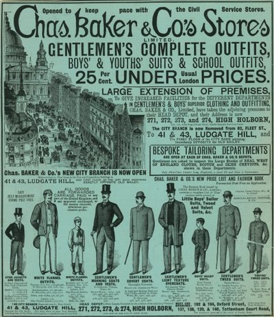 Annons för Chas Baker & Cos Stores av English School