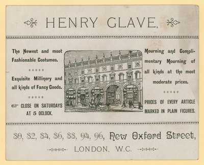 Annons för Henry Glave, New Oxford Street, London av English School