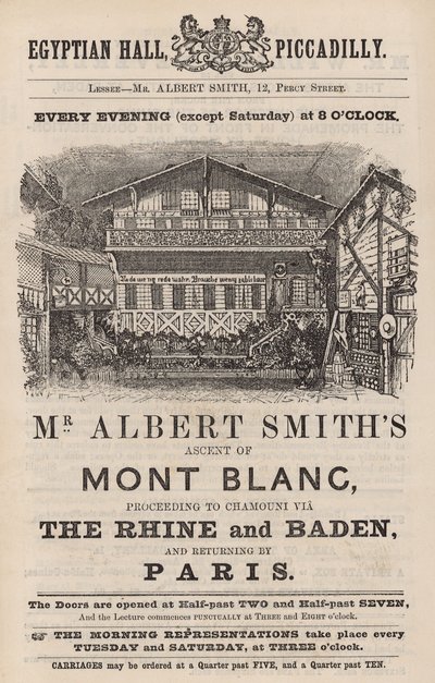 Annons för Mr Albert Smiths framträdande i Egyptian Hall av English School
