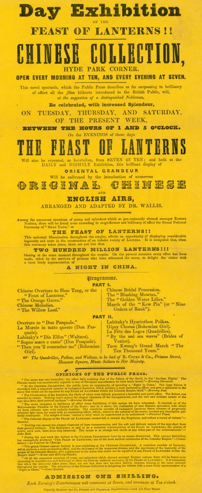 Annons för The Chinese Collection, Hyde Park Corner, Piccadilly, London av English School