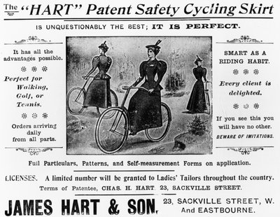 Reklam för Hart Patent Safety Cycling Skirt, ca 1897 (tryckt papper) av English School