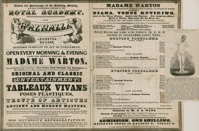 Annons för The Walhalla, Leicester Square, under ledning av Madame Warton av English School