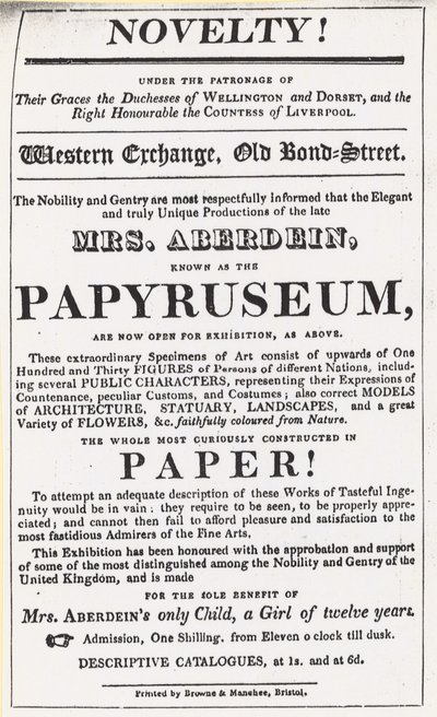 Annons för en utställning av Papyruseum av English School