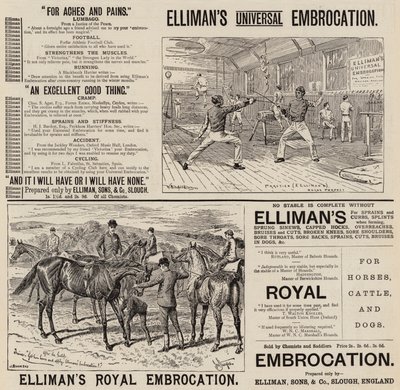 Annons, Ellimans embrocation (gravyr) av English School