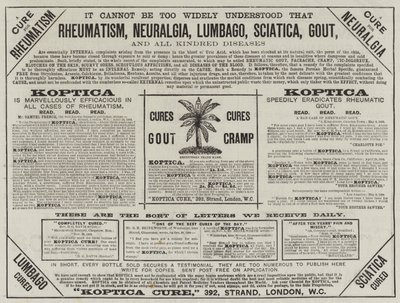 Annons, Koptica Cure (gravyr) av English School