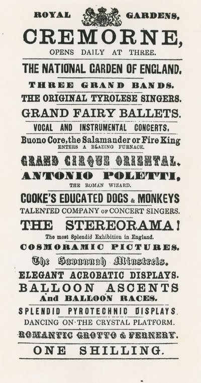 Annons för Cremorne Gardens av English School