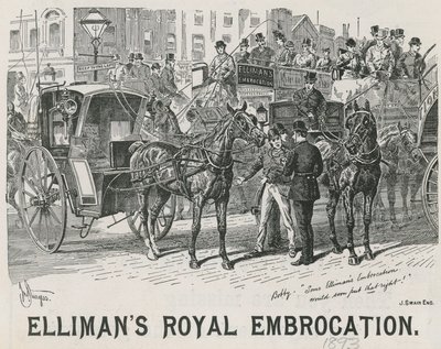 Werbung für Ellimans Royal Embrocation von English School