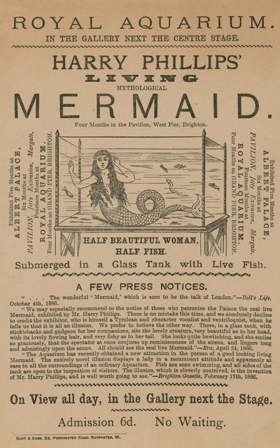 Annons för Harry Phillips Living Mythological Mermaid av English School