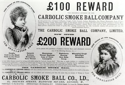 Annons för Carbolic Smoke Ball Company, 1893 av English School
