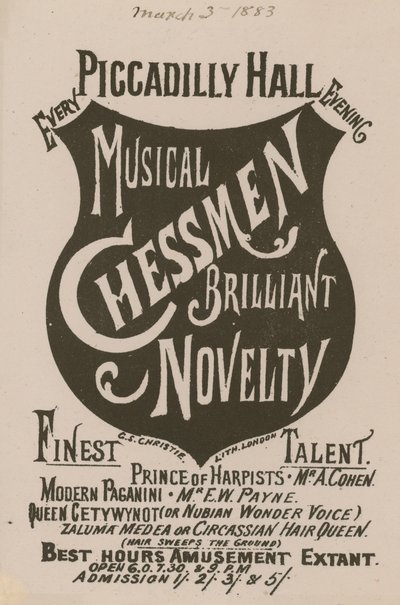 Annons för Musical Chessmen Brilliant Novelty av English School