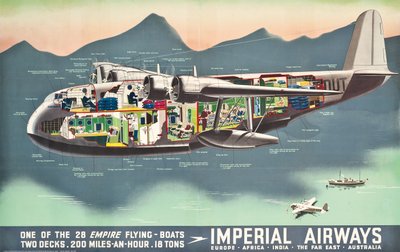 Reklamaffisch för "Flying Boats" från Imperial Airways, 1937 av English School