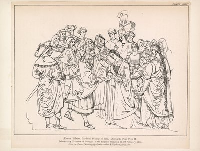 Aeneas Silvius, kardinalbiskop av Siena, sedermera påve Pius II (gravyr) av English School