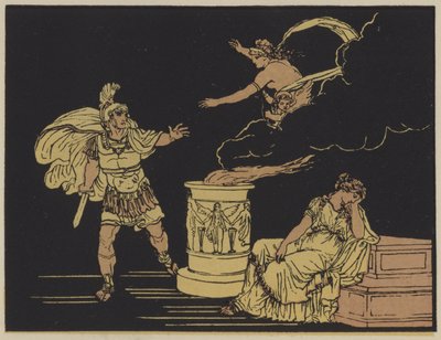 Aeneas och Helena (färglitografi) av English School