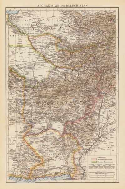 Afghanistan och Baluchistan (färglitografi) av English School