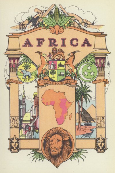 Afrika (färglitografi) av English School