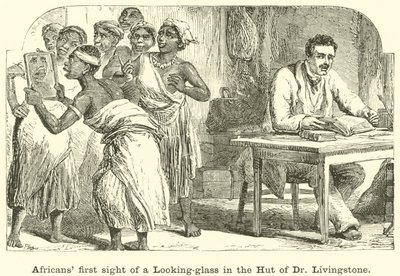 Afrikanernas första anblick av ett Looking-glass i Dr Livingstones hydda av English School