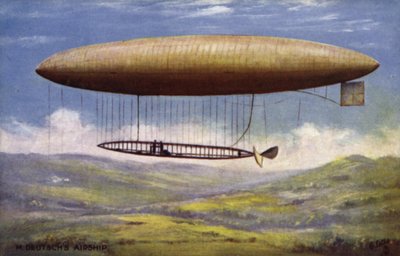 Luftskepp av Henry Deutsch de la Meurthe (färglitografi) av English School