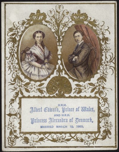 Albert Edward, prins av Wales, och prinsessan Alexandra av Danmark av English School