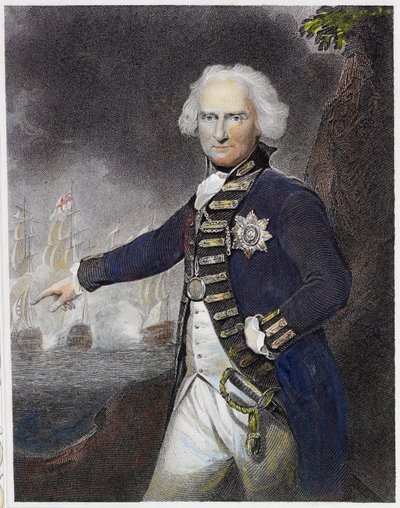 Alexander Hood, Viscount Bridport (färgad gravyr) av English School