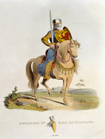 Alexander II, kung av Skottland (1198-1249) 1214, från Ancient Armor av Samuel Rush Meyrick, 1824 av English School