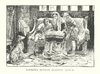 Alfreds mor läser högt (gravyr) av English School