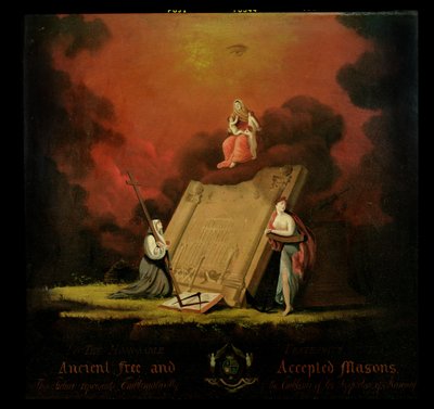Allegorisk grupp med frimurarsymbolism, 1810 av English School