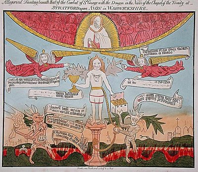 Allegorisk maleri under det af St. George med dragen i treenighedskapelets skib, fra 