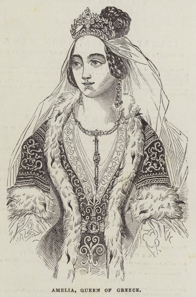 Amelia, drottning av Grekland (gravyr) av English School