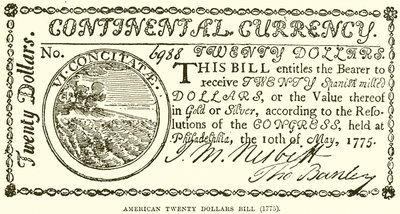 Amerikansk tjugodollarsedel (1775) av English School