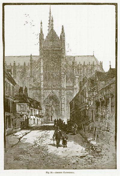 Katedralen i Amiens (gravyr) av English School
