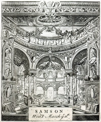 En inträdesbiljett till Händels oratorium "Samson", den 11 mars 1743. av English School