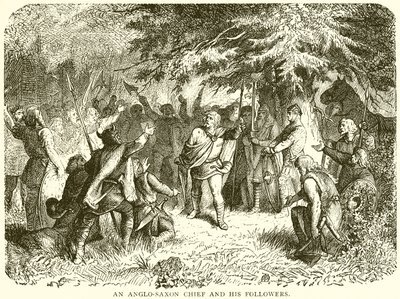 En anglosaxisk hövding och hans anhängare av English School