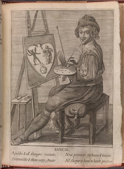 En konstnär, illustration från "A Work for none but Angels and Men", av Sir John Davies av English School